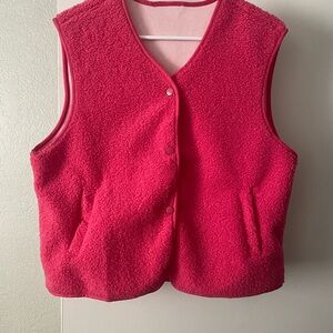 Hot Rose Pink Boxy Sherpa Vest